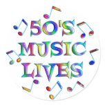 50s Music Lives Round Sticker