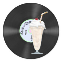 50s Rock and Roll Round Stickers