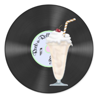50s Rock and Roll Round Stickers by mousearte