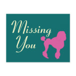 50s Vintage Pink Felt Poodle Post Card