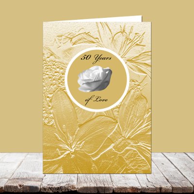 50th Anniversary Card -- Golden Flowers by KathyHenis