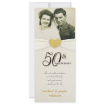 50th Anniversary - Faux Pocket Photo Invitations