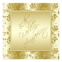 50th Anniversary Gold Glitter Invitation