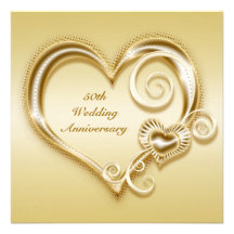 50th Anniversary Gold Heart Invitation