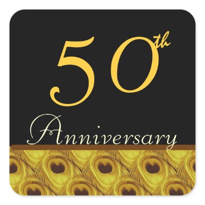 50th Anniversary GOLD Peacock Feathers Sticker by JaclinArt