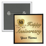 50th Anniversary - Gold Pinback Button