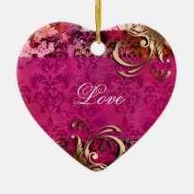 50th Anniversary Indian Pink Gold Damask Ornament