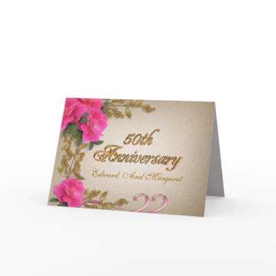 50th anniversary invitation card elegant roses by Irisangel