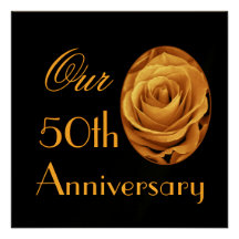 50th Anniversary Invitation GOLD Rose