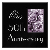 50th Anniversary Invitation LAVENDER PURPLE Roses