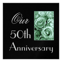50th Anniversary Invitation - MINT GREEN Roses