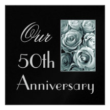 50th Anniversary Invitation - PALE BLUE Roses