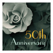 50th Anniversary Invitation - PALE TURQUOISE Rose