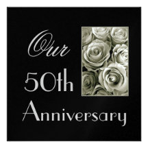 50th Anniversary Invitation - SILVER Roses