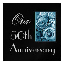 50th Anniversary Invitation - TRUE BLUE Roses