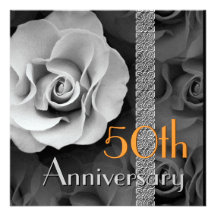 50th Anniversary Invitation - WHITE Rose