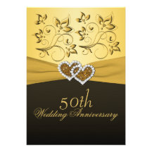 50th Anniversary Joined Hearts Wedding Invitation