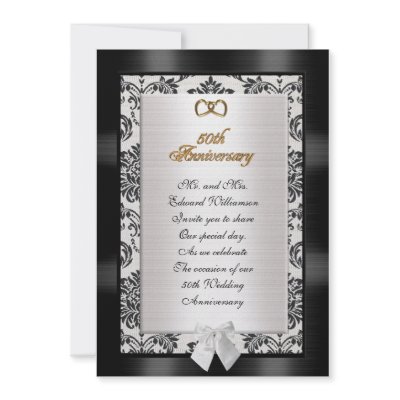 50th Anniversary party invitation formal damask by Irisangel
