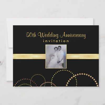 Anniversary Party Invitations on Elegant Gold And Black 50th Wedding Anniversary Party Invitations With