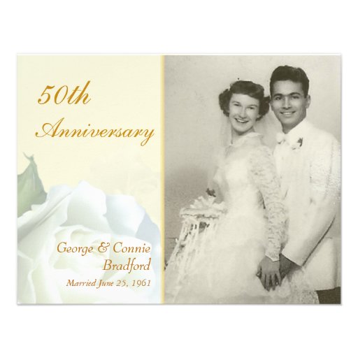 50th Anniversary Party Invitations - White Roses