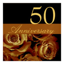50th Anniversary Silver Roses Premium Metallic Personalized Invite