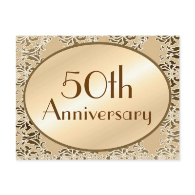 50th Anniversary Vintage Damask Postcards by mvdesigns
