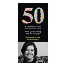 50th Birthday Balloons Thank You Photo Card