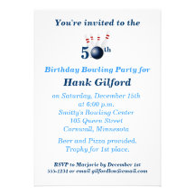 50th Birthday Bowling Party Invitation