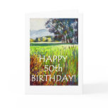 50th Birthday Card - Evening in the Meadows
