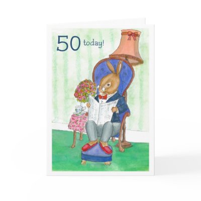 50th Birthday Card - Mr Rabbit by helikettle