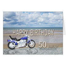50th birthday card with a motor bike