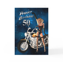 50th Birthday card with a motorbike