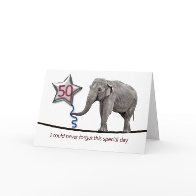 50th Birthday card with tightrope walking elephant by Eggznbeenz