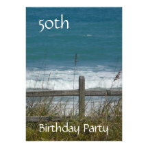 50th Birthday Celebration-Ocean/Male Custom Invitation