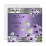 50th Birthday Elegant Silver Grey Lilac Floral invitations