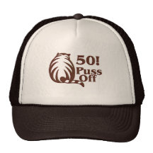 50th Birthday Gifts, 50 Puss Off! Mesh Hats