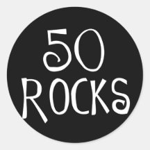 50th birthday gifts, 50 ROCKS Round Stickers