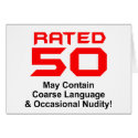 50th Birthday Gifts, Rated 50! cards