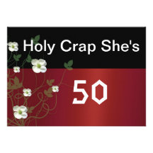 50th  Birthday Invitation/Red, Black and White