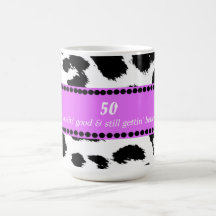 50th Birthday Leopard Fur Print Coffee Mugs