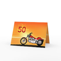 50th birthday Motorcycle sunset Greeting Card
