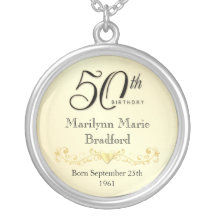 50th Birthday Necklace Keepsake Pendant