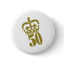 50th Birthday - Number – Fifty Pinback Buttons