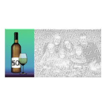 50th birthday or anniversary : wine bottle & glass customized photo card