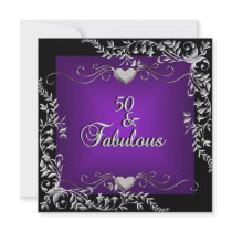 50th Birthday Party Black Bright Deep Purple Big