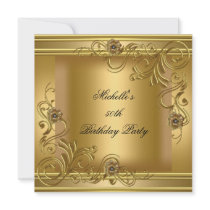 50th Birthday Party Elegant Gold On Gold Floral 2 Custom Invitation