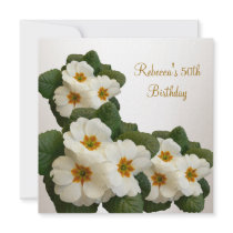 50th Birthday Party Elegant Green White Flowers Personalised Announcement