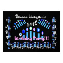 50th Birthday Party Invitation - Blue Candles