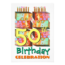 50th Birthday Party Invitation Candles & Gifts