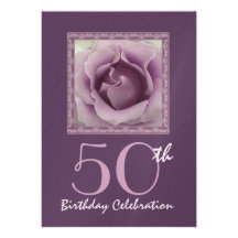 50th Birthday Party Invitation DREAMY PURPLE Rose